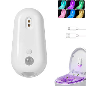 Auto Sterilizing UV Toilet Night Light Motion Sensing LED Color Changing Bowl Lamp Type C Charging Splashproof IPX4 Easy Adhesive Install Shared Bath Kids Safety