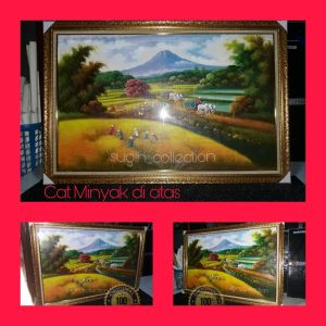 LUKISAN PANEN PADI SIAP PAJANG UKURAN 85X135CM