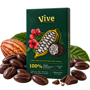 Vive Single Origin 100% Dark Chocolate Bean Drops 30g Kuala Lipis- Pahang No Added Sugar