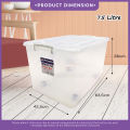 MAXONIC 75L TRANSPARENT STORAGE BOX WITH WHEELS & HANDLE. 
