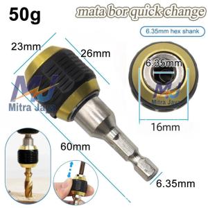 Adaptor mata Bor Quick Change Chuck Heksagonal 60mm