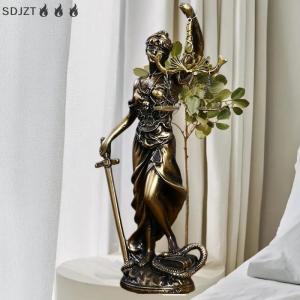 ZZ🔥🔥🔥 1ชิ้นห้องนั่งเล่นสำนักงานตกแต่งโต๊ะสไตล์ยุโรปสร้างสรรค์บ้านย้อนยุคเลียนแบบทองแดงเทพธิดาแห่งความยุติธรรมเครื่องประดับ