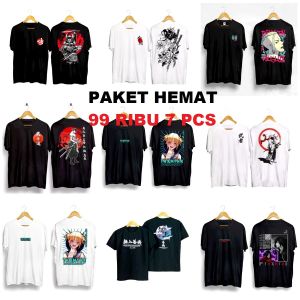 Paket Hemat 7 Pcs Kaos Motif Kekinian Cowok / Cewek