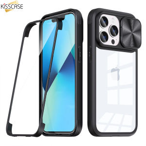 【With Screen Film】KISSCASE For iPhone 14 Pro Max Case Extraordinary Push Window Metal Camera Frame Suitable For 13 Pro Max Mobile Phone Case Transparent Clear Hanging Folding Screen Sliding Window Anti-Fall 12 Pro 14 plus 11 XR XS Max X Protective Cover