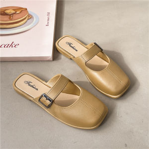 Free Shipping Baotou Half Slippers For Women New Spring And Summer Styles Perfect For Pairing With Skirts Elegant Square-Toe Sandals