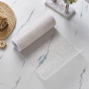 10 Yards Christmas Tree Gold White Glitter Mesh Silk Ribbon DIY Wrapping Ribbon Home Decoration Wedding Scene Decoration