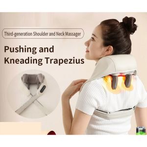XIAO.MI Multi Angle Neck Shoulder Massage Wireless Adjustable Body Massager Clamp Kneading Trapezius Muscle Relax Neck Massager肩颈斜方肌按摩器颈部腰部肩膀揉捏按摩披肩热敷夹捏颈椎按摩仪