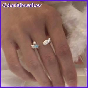 Colorfulswallow New Dễ Thương Bạc Đôi Cánh Thiên Thần Vòng Sao Cho Phụ Nữ Có Thể Điều Chỉnh Mở Vòng Cá Tính Đồ Trang Sức Phụ Kiện Quà Tặng