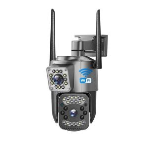 Nicelect Camera quan sát 360 ngoài trời không thấm nước Ống kính kép Camera CCTV HD 4MP 2K V380 Pro với âm thanh và loa IP Camera an ninh wifi kết nối điện thoại di động đầy màu sắc Camera quan sát ban đêm