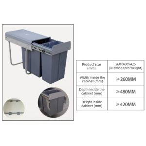 FFBH Modern Embedded Kitchen Bins Simple Dry Wet Separated Pull Type Waste Bins Creative Convenient Multifunctional Home Decoration Q9Z6P