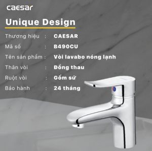 Vòi lavabo nóng lạnh cam kết chính hãng CAESAR B490C ( không bao gồm xi phông )