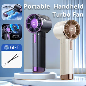 Portable Handheld Fan 100 Adjustable Wind Speeds Strong Wind Rechargeable With LED Display