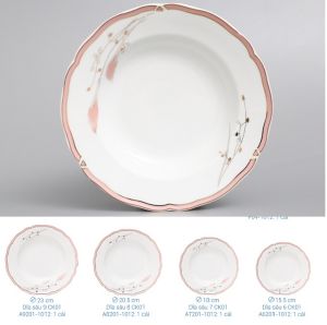 (Cam kết đổi trả khi bể vỡ)Đĩa sứ Chuan Kao hoa lan hồng 1012 hàng nhập khẩu cao cấp