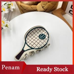 [PAM] Creative Simulation Tennis Racket Hair Caw Acetic Acid Shark Clip Fashion Casual Hairpin For Girls Headwear Hair Accessories