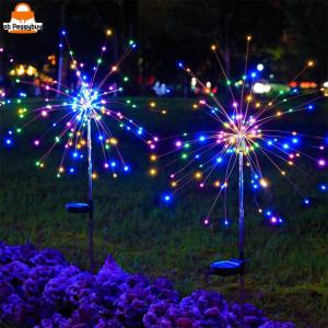 2Pcs 200 LED Copper Wire Solar Firework Lights 8 Lighting Modes Outdoor Solar Fairy Lights for Yard Garden Flowerbed Party Decor