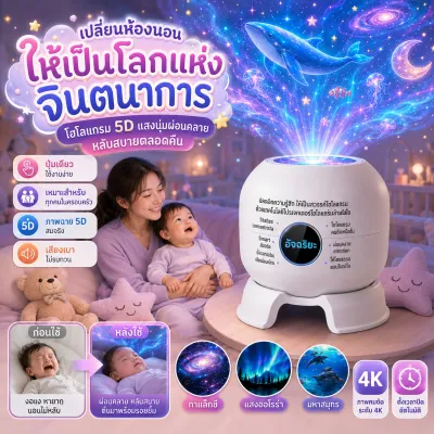 โคมไฟโปรเจคเตอร์หมุน 7 สี โคมไฟ LED ไฟบรรยากาศ ห้องนอน ห้องนั่งเล่น ไฟข้างเตียง โคมไฟตกแต่งเด็ก แสงโรแมนติก ไฟหมุนสร้างบรรยากาศ ของตกแต่งห้อง