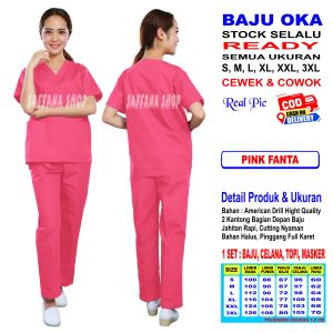 Seragam Ok Baju Oka Scrub Perawat Bidan Medis Pria Wanita Dokter Doctors Nakes Jaga Lengan Pendek