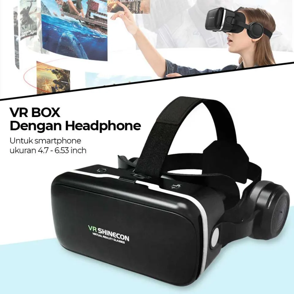 Shinecon VR Box Virtual Reality Glasses dengan Headphone VR