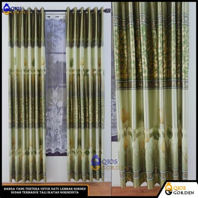 Gorden jendela Pintu Blackout Import Mewah Motif Printing Batik Plat Emas Embosh Model Smokring