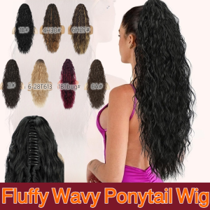 Fluffy Wavy Ponytail Black Brown Pony Tail Clip In Hair Tail Natural Hairpiece Soft Pear Flower Hair Extension