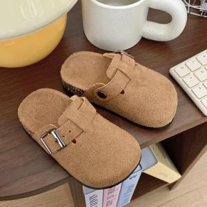 Fashion Kids Cork Shoes Summer Comfortable Non-slip Boys and Girls Closed-toe Half Slippers Retro Outdoor Sandals