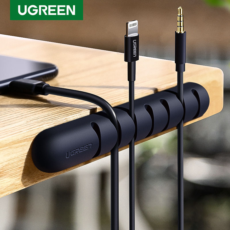 UGREEN Cable Organizer Silicone USB Cable Winder Flexible Cable Management Clips Cable Holder for Mouse Headphone Earphone 7 Clips