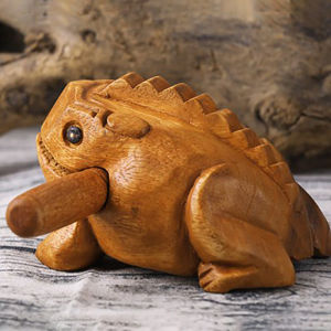 【qushaigao】💖[HOT SALE]🎈🎈 Lucky Thailand Wood Thailand Traditional Craft Wooden Lucky Croaking Musical Instrument Home Office Desk Decor Lucky Frog Crafts