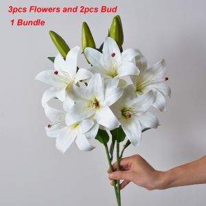 EASYEAH 67cm Artificial Lily Flower with 3pcs Flowers and 2pcs Bud 6 Colors Simulation Flowers Lily Dining Table Decoration Flowers Home Decoration
