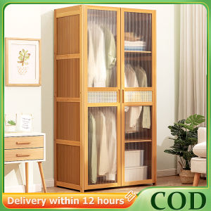 Wardrobe Cabinet for clothes Doors Durable Simple Modern Bamboo Clothes Cabinet Organizer