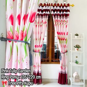 gorden rempel poni ring 12 UK 135x220cm pintu dan jendela Dekorasi ( free pita )