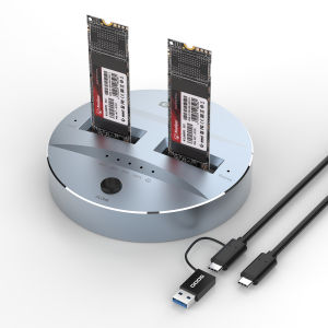 GODO NVMe/SATA M.2 Duplicator Dual-Bay Offline Clone USB C to NVME/SATA Docking Station for M2 SSD M Key and B+M Key Hard Drives Enclosure Tool Free Aluminum10 Gbps USB3.1 Gen2 Type-C Adaptor