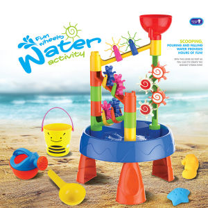Hot-Selling Water Wheel Funnel Beach Table Set: Summer Beach Water Play Childrens Toy 32PCS in Colored Box Packaging