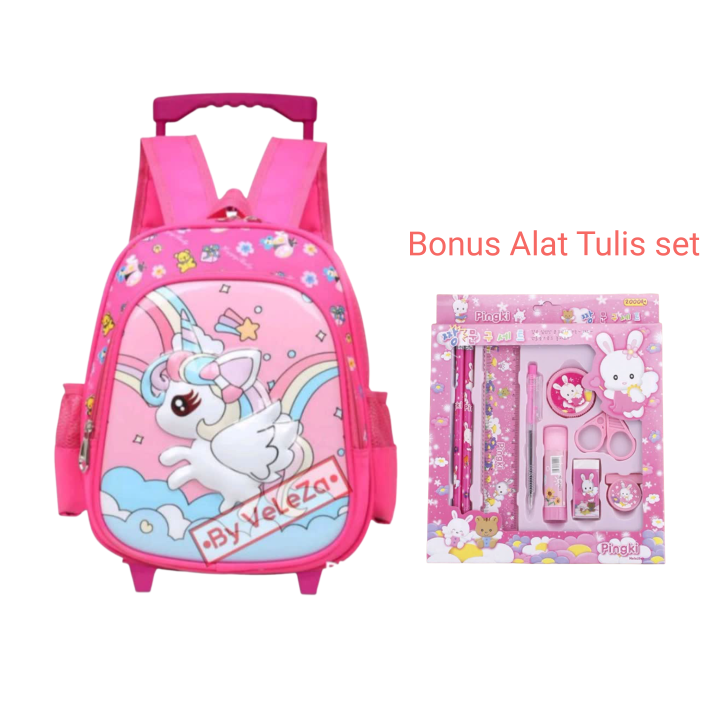 Tas Troli Anak Perempuan Sekolah Karakter UNICORN Tas Ransel