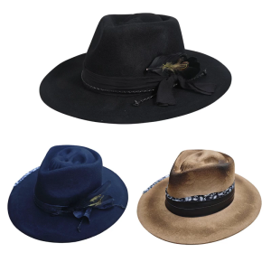 Stylish Wool Hat Soft Breathable Warm Wide Brims Hat For Men And Women with Skull Head Top Design for Autumn And Winter