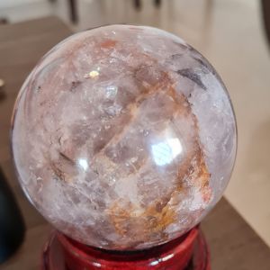 Warring State Red with Agate and White Crystal forming rainbows