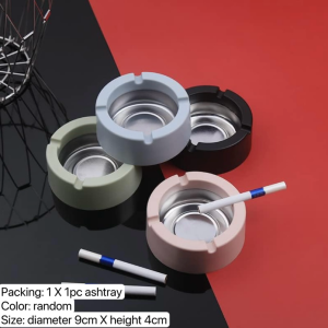 heavy duty stainless steel tinplate ashtray holder fashion nordic style decorative design ash tray square round cylinder rotary with lid silver gold plated random color home office organizerBINLU