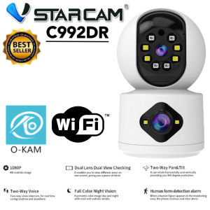 Vstarcam C992DR (เลนส์คู่) 2.0MP กล้องวงจรปิดไร้สาย กล้องในบ้าน indoor ภาพสี มีAI+ คนตรวจจับสัญญาณเตือน