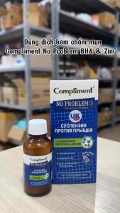 Dung dịch kẽm chấm mụn Compliment No Problem BHA & ZinC giảm sưng ngừa viêm gom khô cồi mụn 30ml