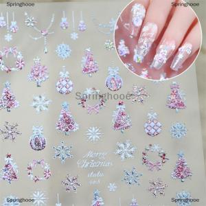[COD] Springhooe สติกเกอร์ศิลปะเล็บรูปโบว์เกล็ดหิมะสีสันสดใสสำหรับผู้หญิงสติกเกอร์ตกแต่งเล็บสไตล์คริสมาสต์น่ารักสำหรับเป็นของขวัญตกแต่งเล็บสำหรับผู้หญิง