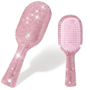 Rhinestone Hair Brush for Women - Sparkly Bling Crystal Detangling Brush Vintage Retro Glam Style Anti-Static Hairbrush Cute Fashion Beauty Gift for Girls & Ladies