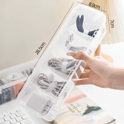 【B1T2】CS Data Cable Storage Box Power Charger Desktop Multi-function Cable Unwinder Cable Management Hub Box