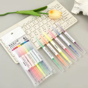 Highlighter(ยกแพ็ค6แท่ง) ปากกาไฮไลท์ 6 สี แท่งละ 2 หัว ราคานี้ได้ 6 แท่ง ไฮไลท์ ปากกาเน้นข้อความ
