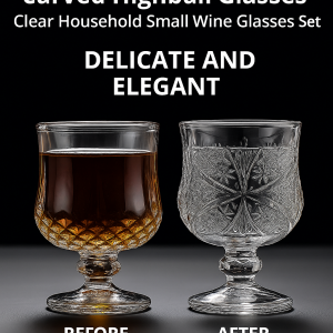 แก้วไวน์ใสแกะสลัก ปลอดสารตะกั่ว ใช้ทุกวัน แก้วใสแกะสลักลายดอกไม้ ปลอดภัย