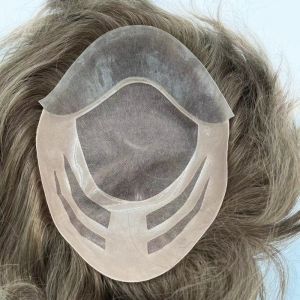 Mono+ Bond Four Eyed Design 130% Density Durable Men Toupee Breathable Male Wigs 100% Human Hair Systems Natural Wig 6 inch Hair Invisible Hairline Replace