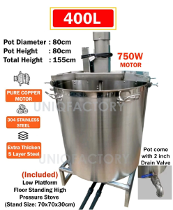 READY STOCK Automatic Sauce Sambal Cooker Rendang Paste Pes Stir Frying Auto Cooking Machine Pot Stirrer HEAVY DUTY Mesin Pengacau Masak Mixer Cili Sos Soya Jam Porridge Kaya MultiPurpose Stainless Steel Mixing Stir Fry Stirring Pot Dodol Kacau Periuk