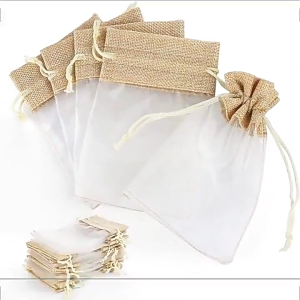 Multipurpose Pack of 30 Sturdy Organza Linen Drawstring Storage Bags for Jewelry Storage and Gifts Packaging Use