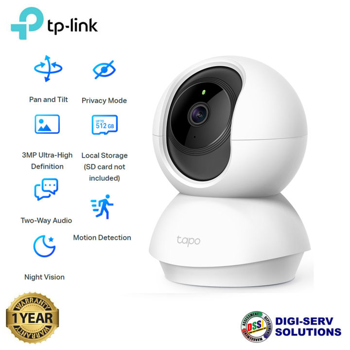 TP-Link Tapo C210 360 3MP Ultra-High-Definition Pan-Tilt Smart Wi-Fi  Security Camera CCTV (White)