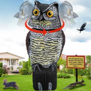 Owl Decoys to Scare Birds Squirrels Away Fake Owl Decoys to Scare Squirrels with Rotating Head Owl Decoy to Keep Birds Away