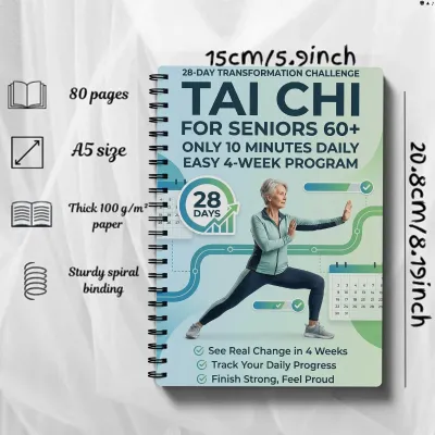 ☀ ☁ ☂ ☃✣Tai Chi for Seniors 60+ 28-Day 10 Mins Daily Program Spiral Bound Beginner Friendly Guide Book for Balance Fitness Exercise✣☄ ☾ ☽ ❄