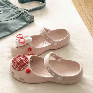 [Free Shipping] Cute Cartoon Rabbit Little Red Riding Hood Clogs For Women 2026 Summer New Style Thick-Soled Height-Increasing Beach Sandals For Outdoor Wear